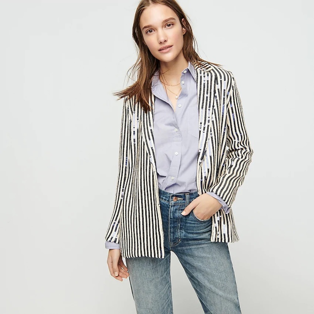 J CREW Collection drapey blazer in sequin stripe